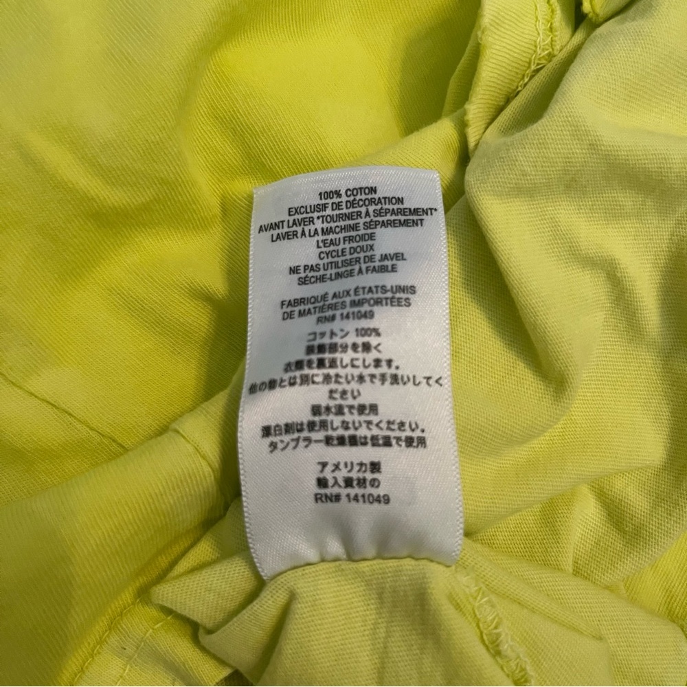 FREECITY Golden Line Short-Sleeve Tee in Yellow Green Sz XS Rare Distressed - Picture 15 of 16